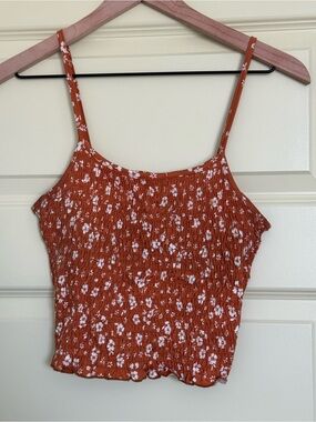 New Look Rust Floral Smocked Cami